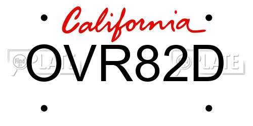 OVR82D California License Plate