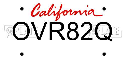 OVR82Q California License Plate