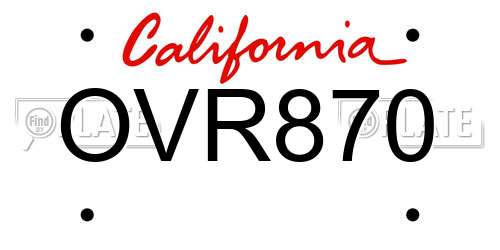 OVR870 California License Plate