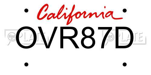 OVR87D California License Plate