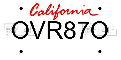 OVR87O California License Plate
