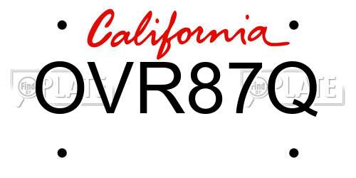 OVR87Q California License Plate