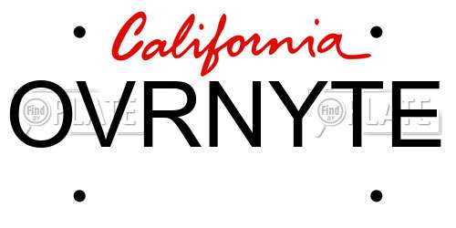 OVRNYTE California License Plate