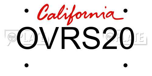 OVRS20 California License Plate