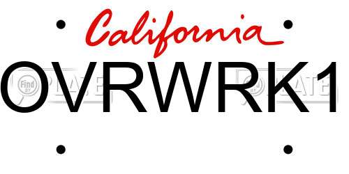 OVRWRK1 California License Plate