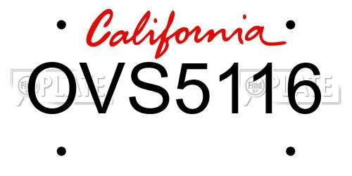 OVS5116 California License Plate