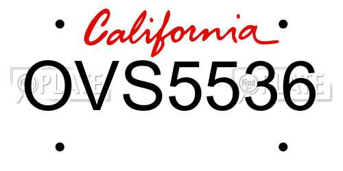 OVS5536 California License Plate