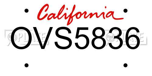 OVS5836 California License Plate
