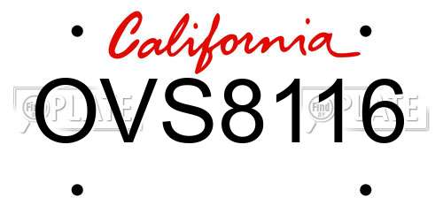 OVS8116 California License Plate