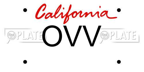 OVV California License Plate