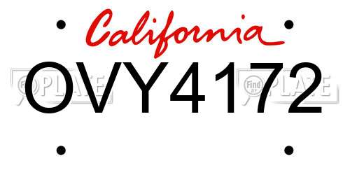 OVY4172 California License Plate