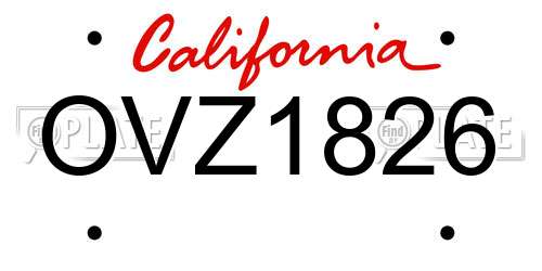 OVZ1826 California License Plate