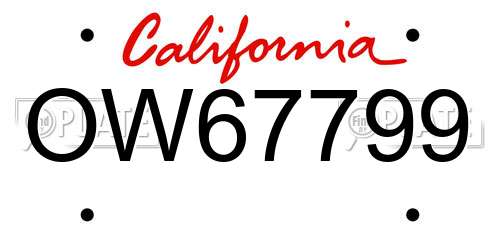 OW67799 California License Plate