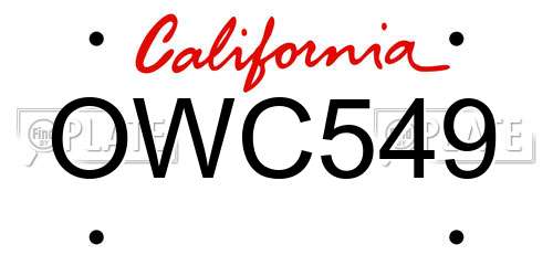 OWC549 California License Plate
