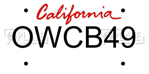 OWCB49 California License Plate