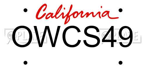 OWCS49 California License Plate