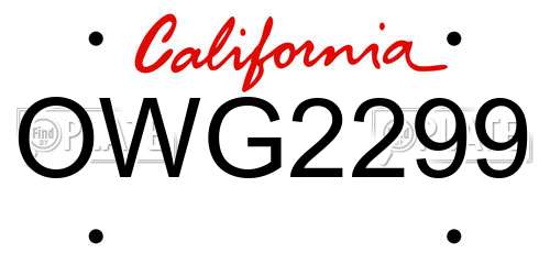 OWG2299 California License Plate