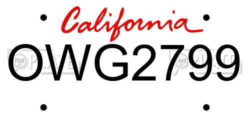 OWG2799 California License Plate