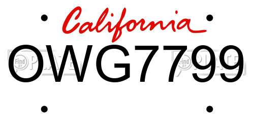 OWG7799 California License Plate