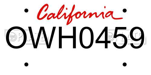 OWH0459 California License Plate