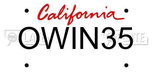 OWIN35 California License Plate