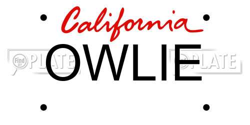 OWLIE California License Plate