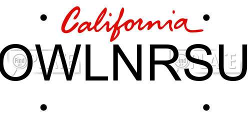 OWLNRSU California License Plate