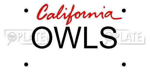 OWLS California License Plate