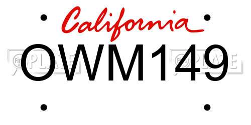 OWM149 California License Plate