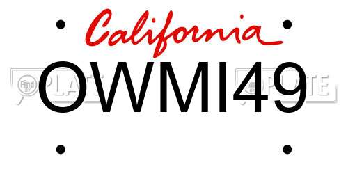 OWMI49 California License Plate