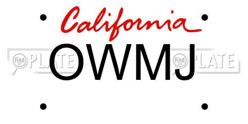 OWMJ California License Plate