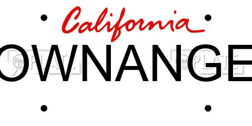 OWNANGE California License Plate