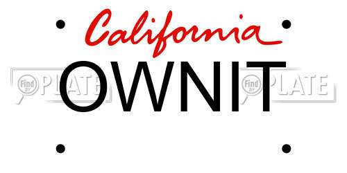 OWNIT California License Plate