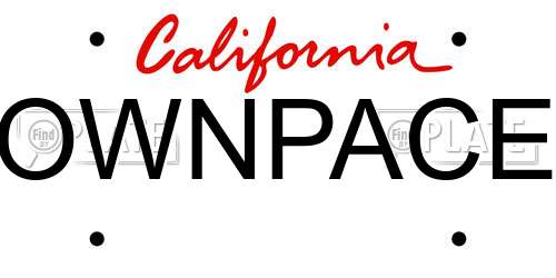 OWNPACE California License Plate