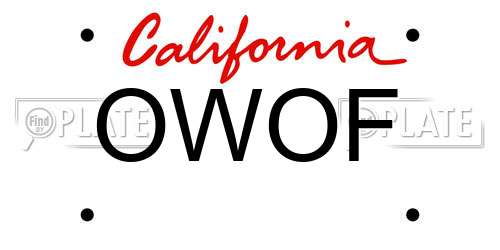 OWOF California License Plate