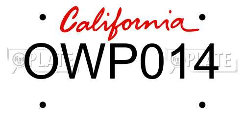 OWP014 California License Plate