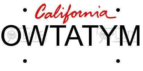 OWTATYM California License Plate