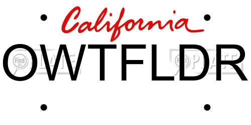OWTFLDR California License Plate
