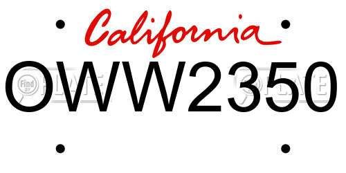 OWW2350 California License Plate
