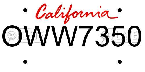 OWW7350 California License Plate