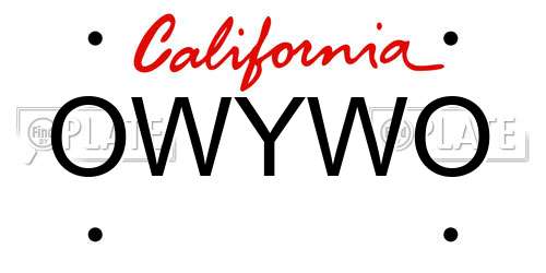 OWYWO California License Plate
