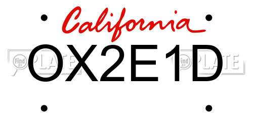 OX2E1D California License Plate