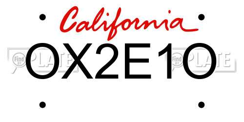 OX2E1O California License Plate