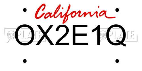 OX2E1Q California License Plate