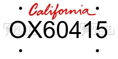 OX60415 California License Plate
