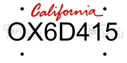 OX6D415 California License Plate