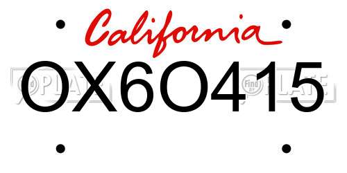 OX6O415 California License Plate