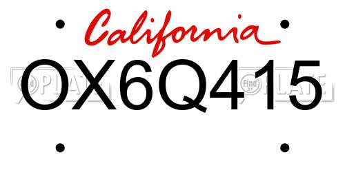 OX6Q415 California License Plate