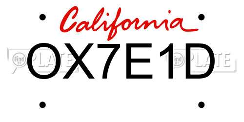 OX7E1D California License Plate