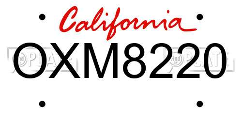 OXM8220 California License Plate
